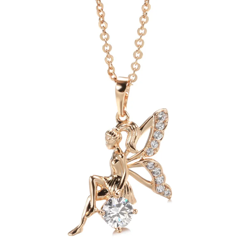 

Elegant Inlaid Zircon Necklace Golden Female Shiny Chain New Trend Jewelry
