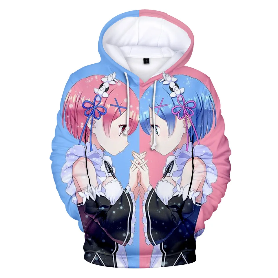 

Japan Anime Re:zero Twin Maid Ram Rem 3D Print Women/Men Hoodies Sweatshirts Long Sleeve Casual Harajuku Hip Hop Pullover Tops