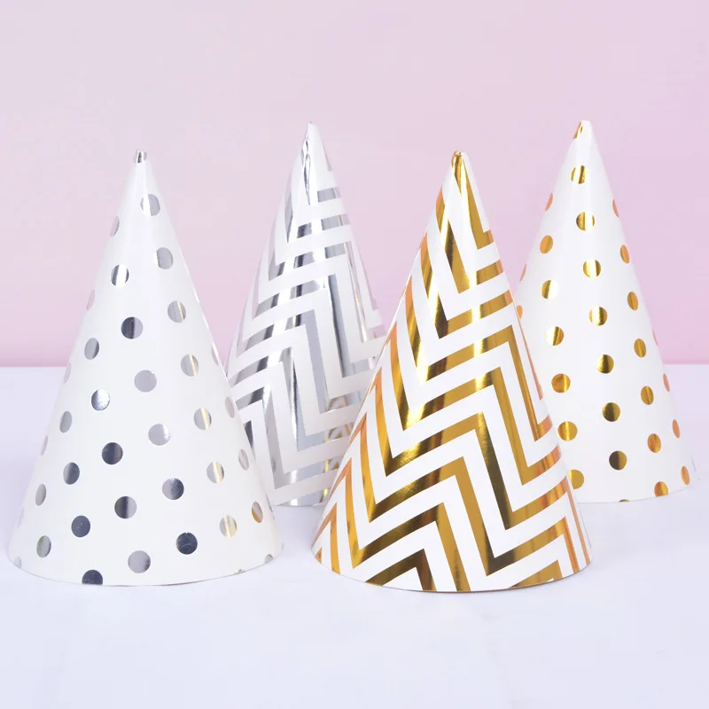 

Hot Stamping Wave Dot Party Hat Birthday Banquet Party Decoration Children Adult Birthday Supplies Hats 10 Pack S1227
