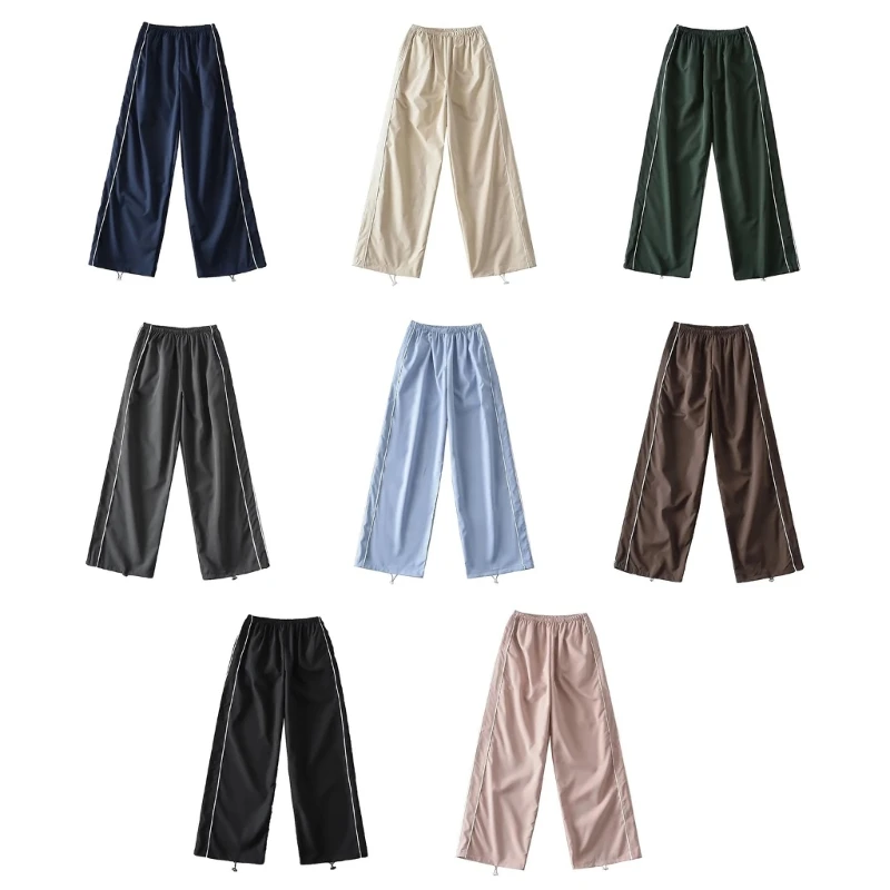 

Женские прямые широкие брюки с высокой талией, джоггеры, модные мешковатые брюки N7YD