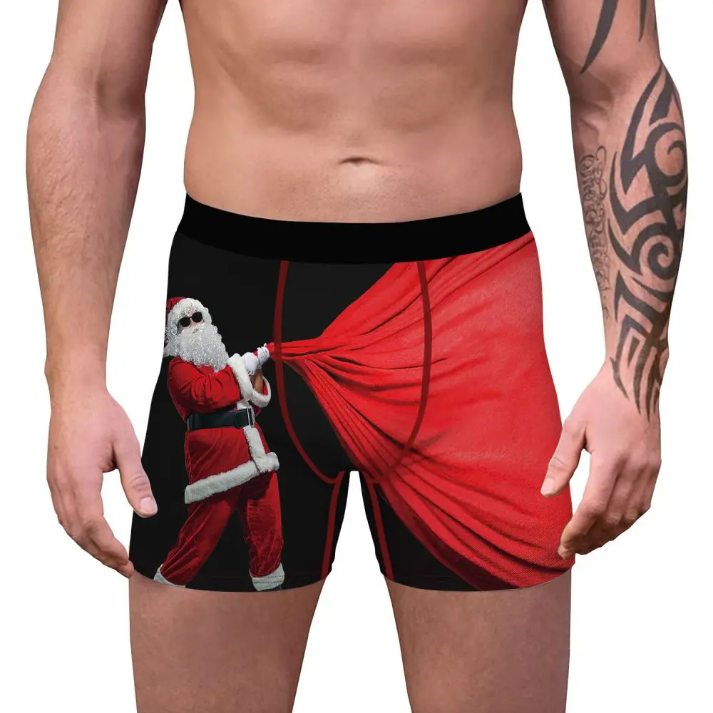 

Men's Christmas Boxers Briefs 3D Funny Printed Humorous Boxer Shorts Soft Stretchy Underwear Sexy Underpants Male Soft Panties