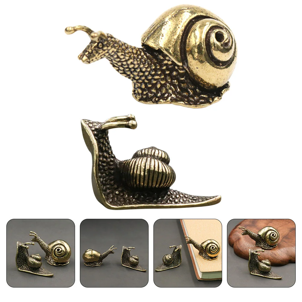 

2 Pcs Fairy Snail Ornaments Office Terrarium Decorations Toad Copper Vintage Style Sculpture Home