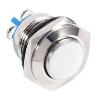 12v 16mm metal waterproof push button momentary on off horn start nickel plated brass button switch for circuit control
