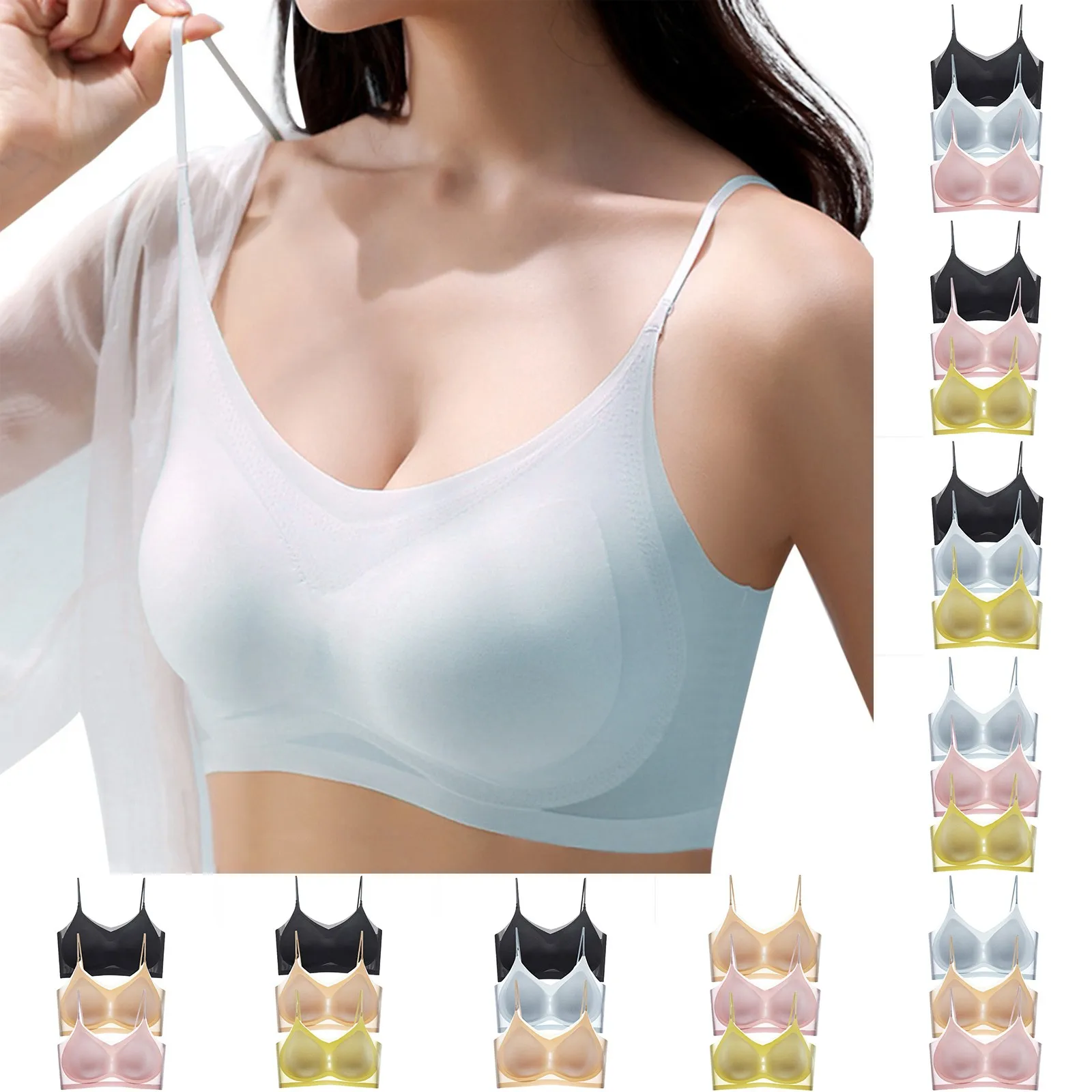 

Women's ultra-thin ice silk Push Up Seamless Bra 3PC Women Comfor Sexy Silk Anti Sagging Sports Bra fitness gym women Intimates