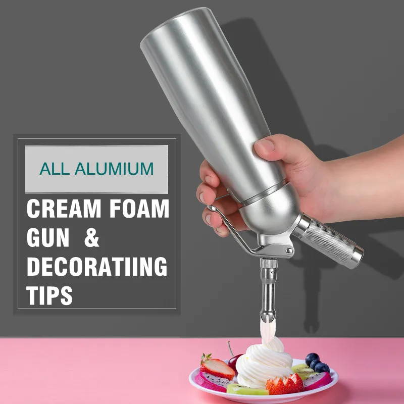 500ml Cream Foam Gun Kitchen Accessories 1L Cake Piping Gun Stainless Steel Siphon Squeeze Bottle Dessert Tool Cream Whippers