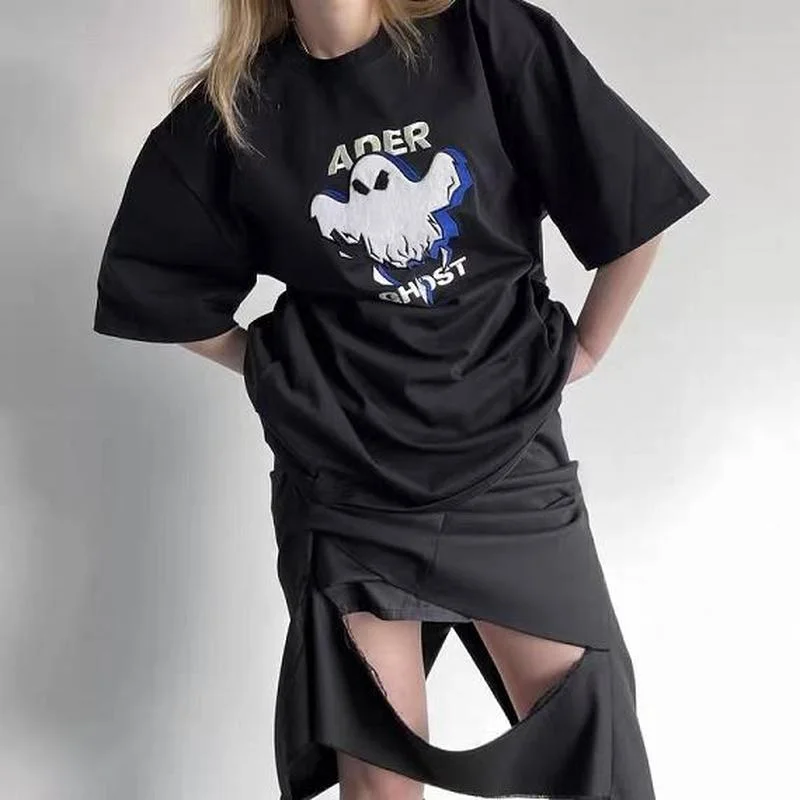 

22SS Classic Ghost Patch Embroidery ADER ERROR T Shirt Men Women EU Size 100% Cotton ADER Top Tees Fashion Summer Apex Legends