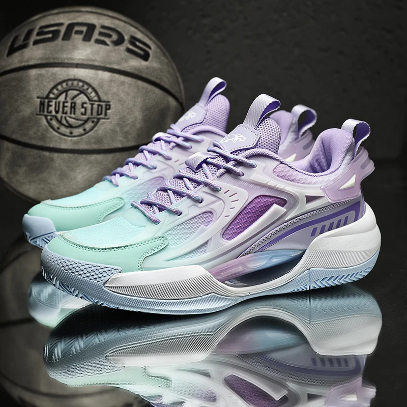 Men Mesh Breathable Sneakers With Glow-in-the-dark With Luminous Youth Basketball Training Boots