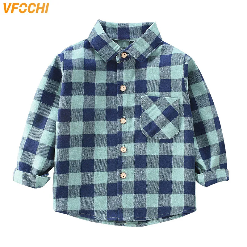 

Весенняя рубашка для мальчиков VFOCHI 2023, клетчатый детский топ с длинным рукавом, одежда, Разноцветные Повседневные рубашки для детей, рубашк...