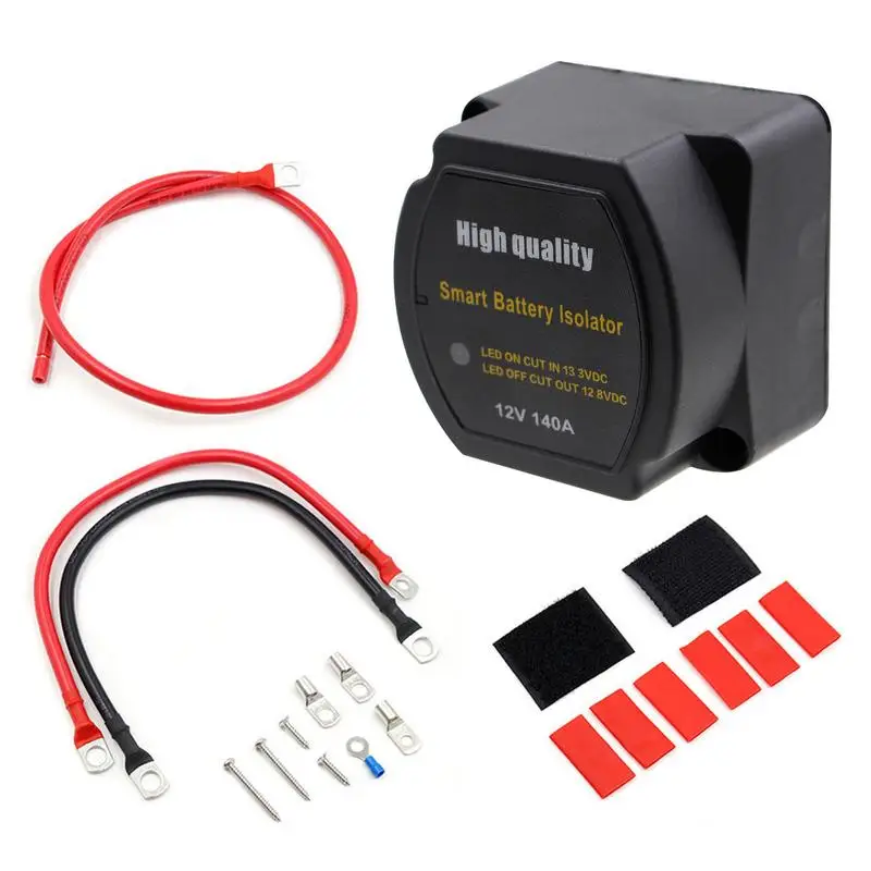 

12V 140A Dual Battery Isolator Kit Auto Voltage Sensitive Relay With Color-Labeled Wires Harness VSR Intelligent Split Charge