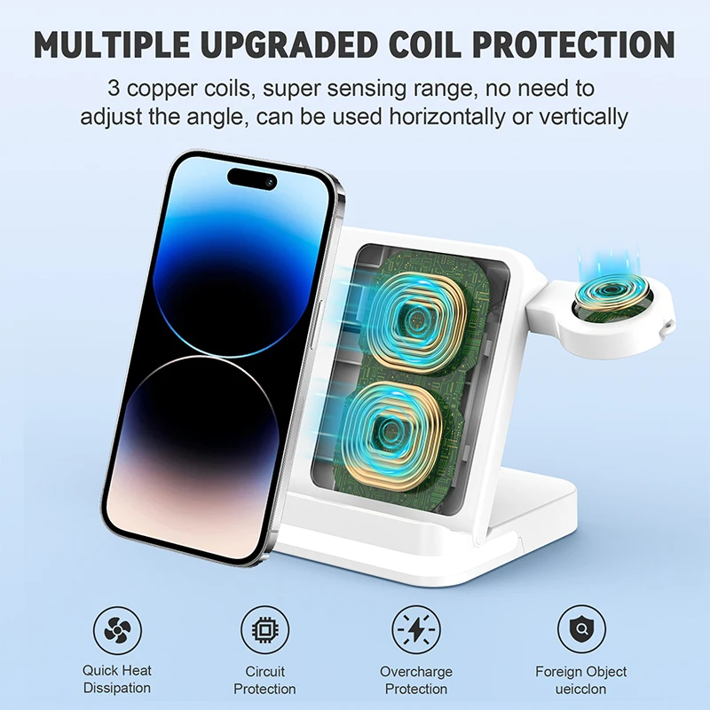 Складная Беспроводная зарядка четыре в одном подходит для беспроводной зарядки