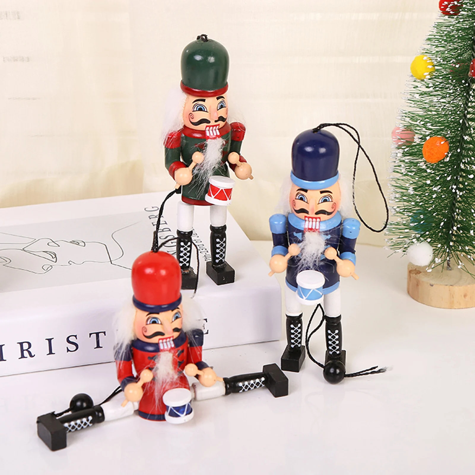 

3Pcs Christmas Soldier Nutcracker Puppet Pendant 2022 Christmas Decorations Figurine Vintage Christmas Tree Hanging Ornaments