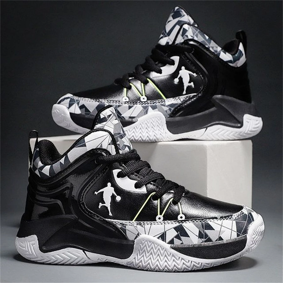 Sky Blue High Quality Kids Basketball Shoes Leather Boys Sneakers Thick Sole Non-Slip Children Jordans Trainer Sport Shoes