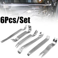 6pcs stainless steel kit car radio door clip panel trim dash audio removal installer pry tool with canvas bag car removal tool