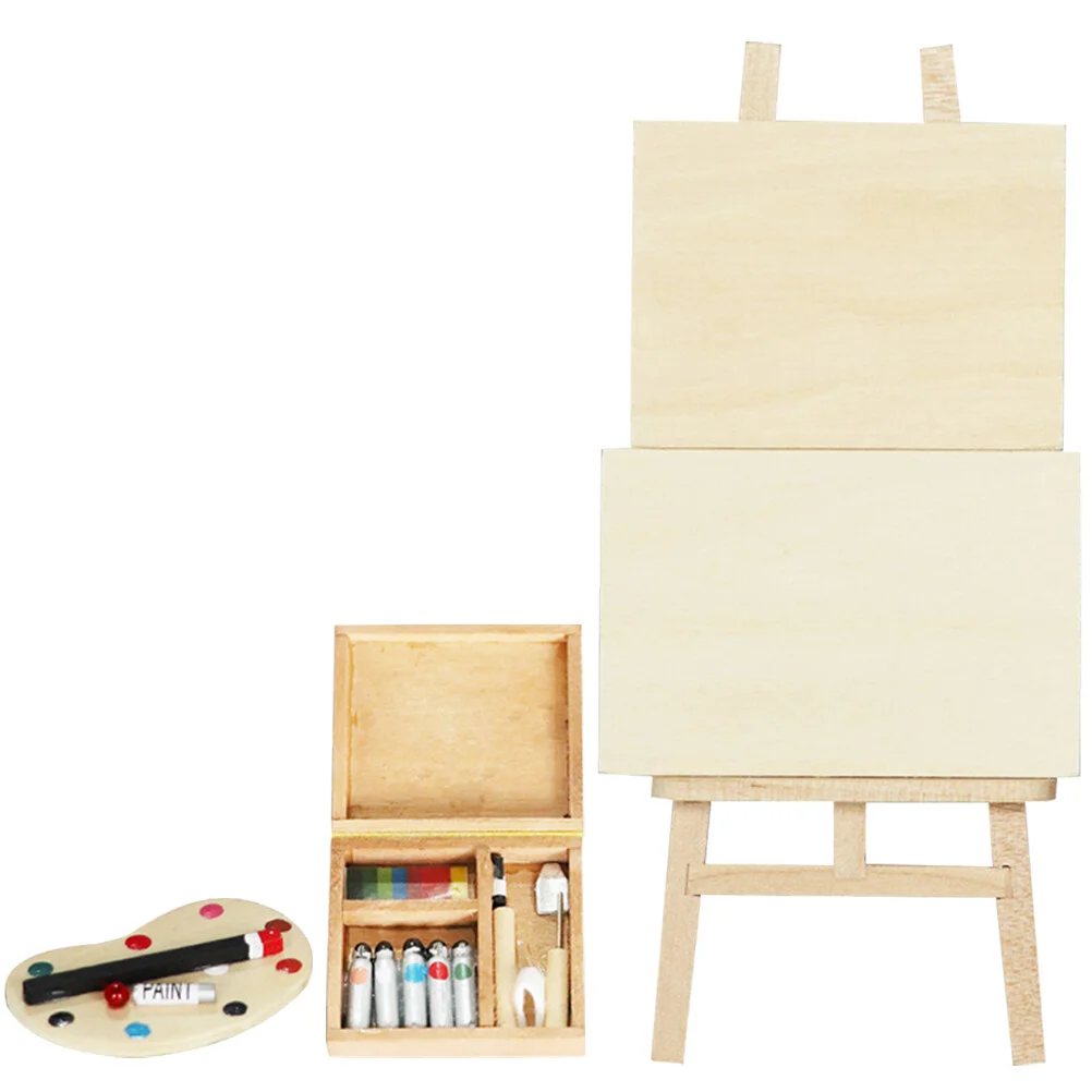 

Wood Furniture Mini Miniature Scene House Drawing Board Set Easel Wooden Tiny Painting Tool Micro Small Model