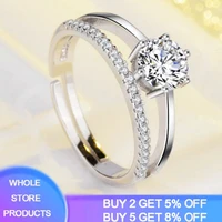 yanhui new elegant unique double layer rings for women fashion micro paved cubic zirconia open rings femme bijoux xr079