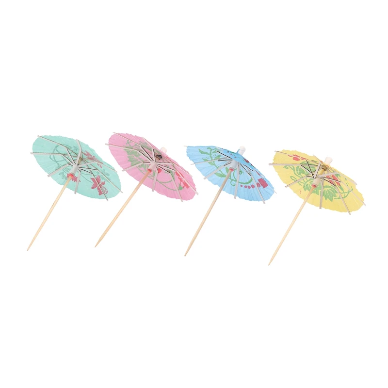 

100 Mixed Paper Cocktail Umbrellas Parasols for Party Tropical Drinks Accessories