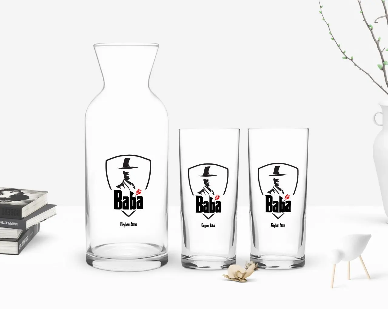 

Персонализированные Цветные принты Крестный отец, дизайн с двумя Arrack чашки и графин подарок Seti-15 специальная конструкция друг дорогой