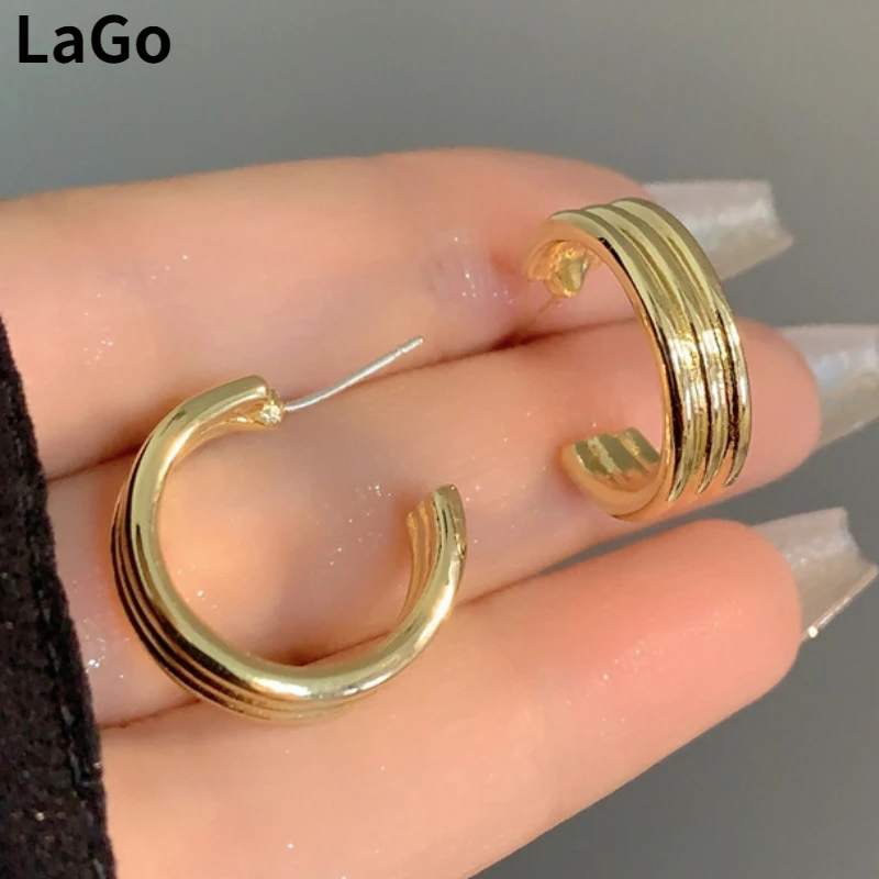 

Fashion Jewelry 925 Silver Needle Sweet Korean Temperament Metal Hoop Earrings For Women 2023 Trend New Simply Design Wholesale