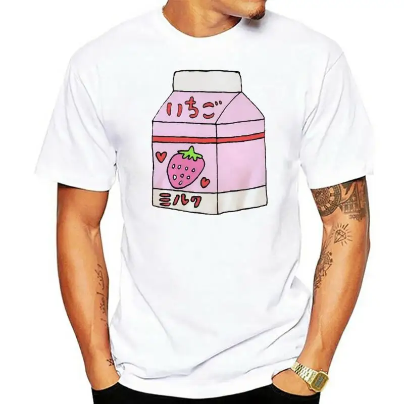 Женская футболка в стиле Харадзюку белая с графическим принтом клубники и сока