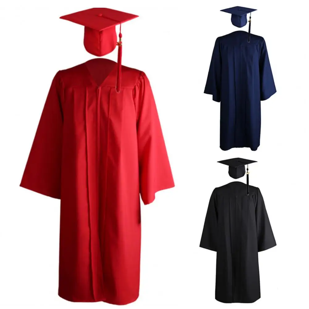 

Pleated Robe Zipper Closure Pleated Graduation Gown Hat Set for Graduation