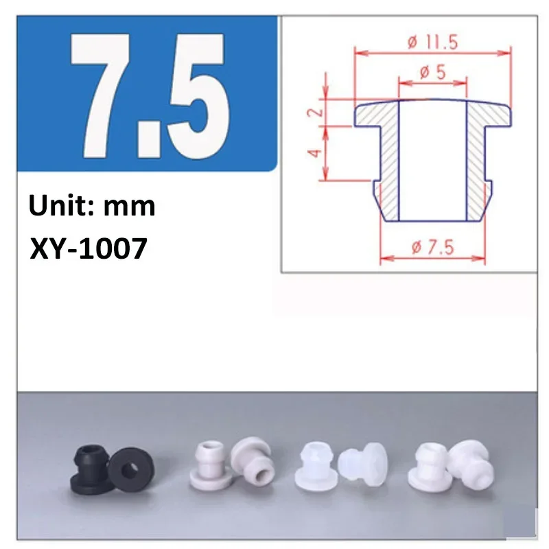 Черная силиконовая резиновая втулка Высокотемпературная Т-образная заглушка с отверстием Защелкивающаяся заглушка с полым отверстием Катушка Кольцо Защита проводки