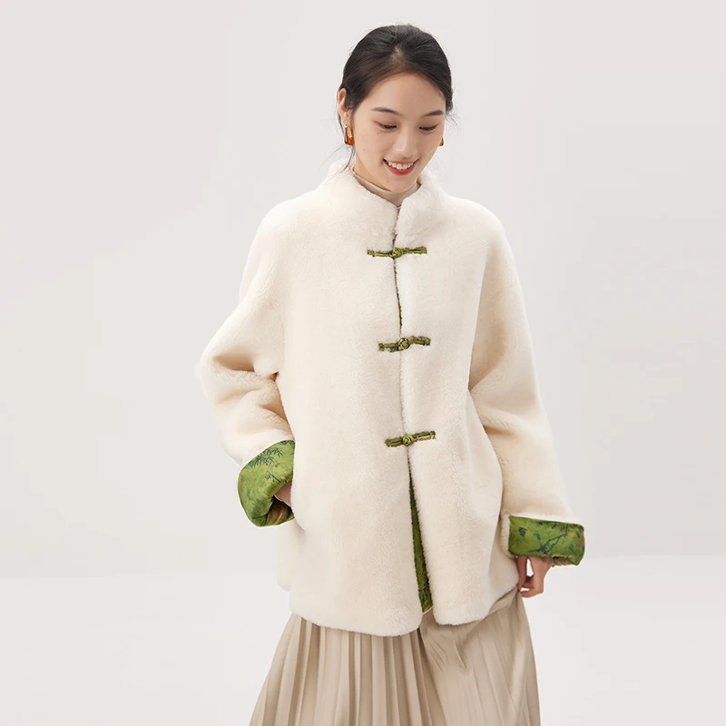 New Wool Coat  Chinese Style Thick Winter  Single Breasted  Thick Warm Fur  Winter Jacket Women  Wide-waisted  MANDARIN COLLAR enlarge