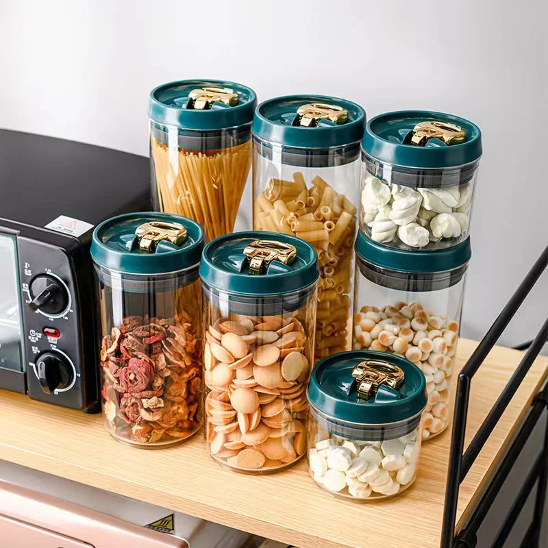 

Hot Sale Kitchen Sealed Jar Plastic Food Storage Box Multigrain Tank Bottle Dried Fruit Tea Jar Storage Containers