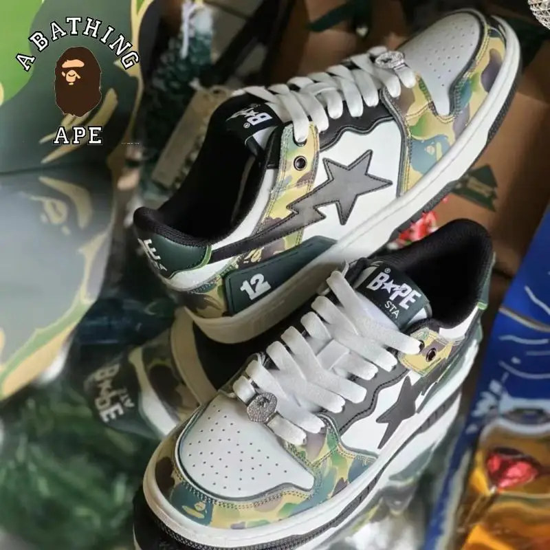 A BATCHING APE BAPESTA SK8 DUNK12 Anniversary Blue Green Camo Street Trend Vibe Low Top Casual Sports Shoes Board Shoes