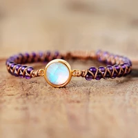 natural stone bracelet amethyst opal line woven yoga friendship bracelet bracelet bohemian jewelry