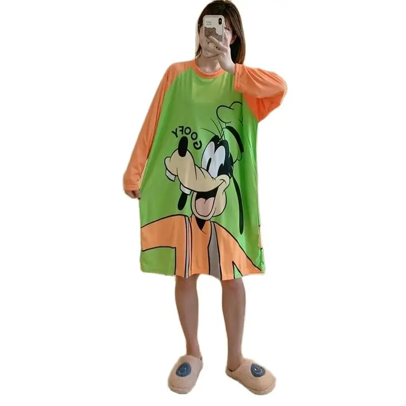 

Свободные осенние ночные рубашки Disney Goofy, женская ночная рубашка, Милая Ночная рубашка, женская ночная рубашка с принтом, женская ночная руб...