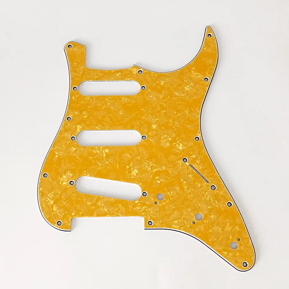 

Yellow Pearl 3 Ply 11 Holes SSS Guitar Pickguard Anti-Scratch Plate For ST FD Electric