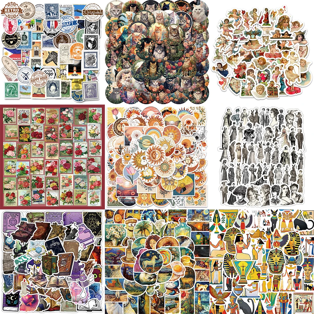 Классические стикеры в стиле ретро 10/30/50 шт.