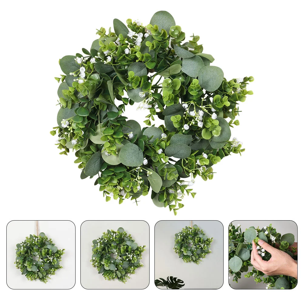 

Simulation Eucalyptus Wreath Artificial Leaf Wreath Leaf Wreath Door Sign Green Leaf Wreath for Wedding Wall Front Door