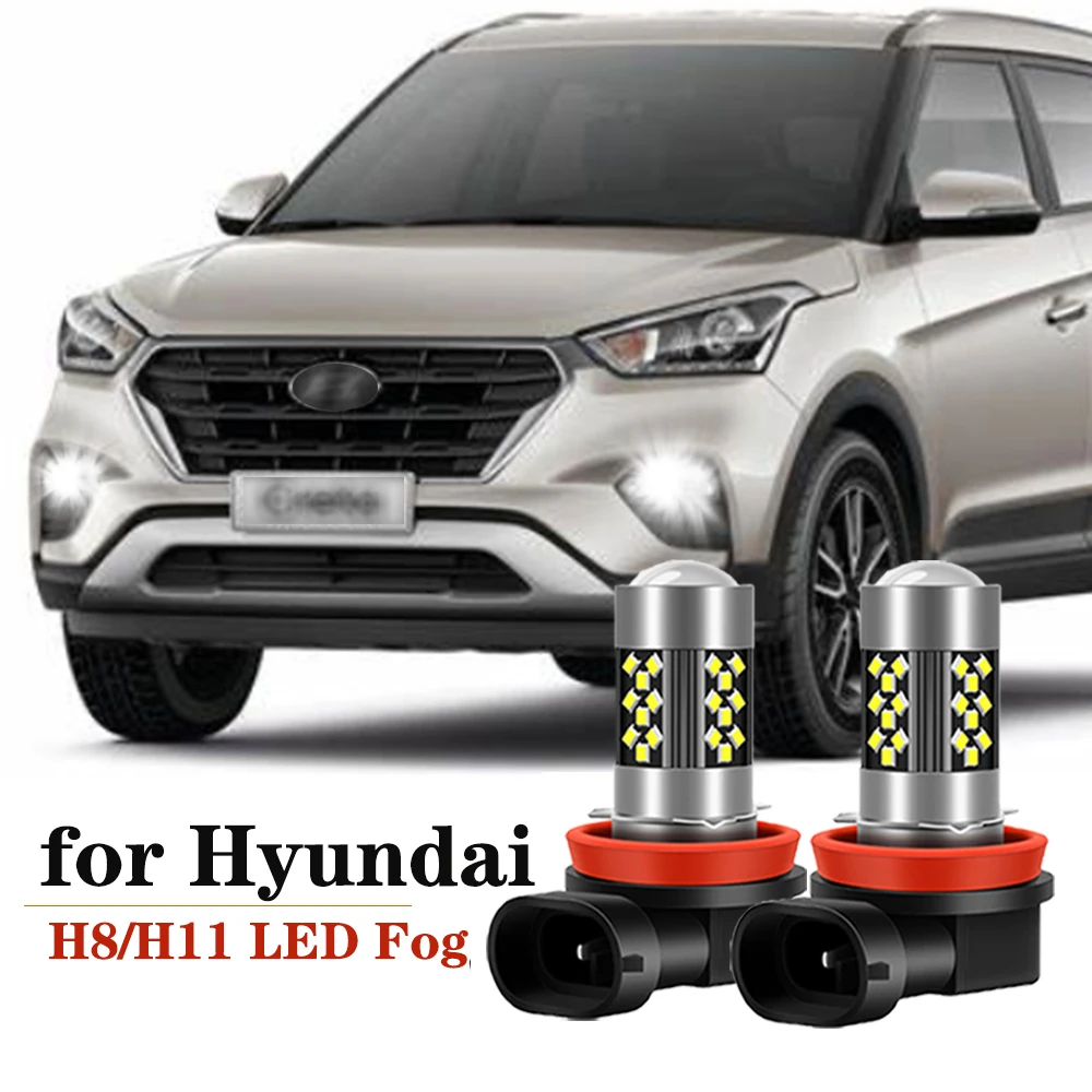 Лампа головного света Canbus H8 для Hyundai Creta Genesis i20 i30 i40 ix35 Kona Santa Fe Sonata Tucson 2 шт.