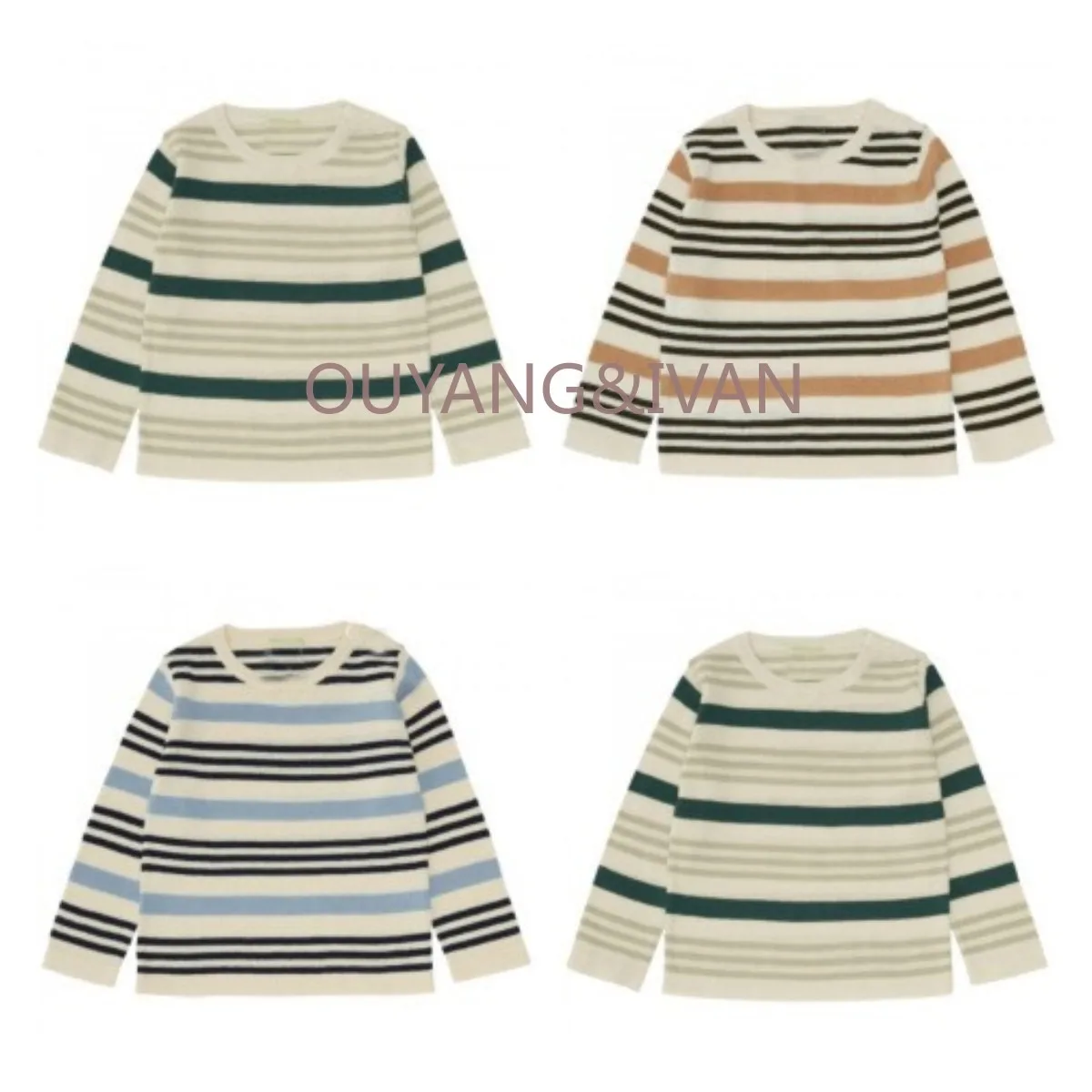 

In Stock Children's Thin Long-sleeved Sweater 2022 Spring and Summer New Boys and Girls Fub Soft Cotton Striped Knitted Top