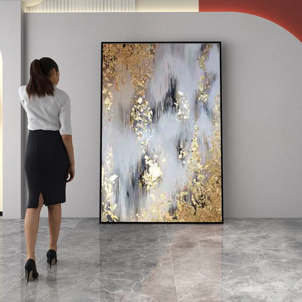 

Abstract Gold Canvas Oil Painting Without Frame Handmade On Canvas Hanging For Living Dinner Room Washroom Bedroom Wall Art