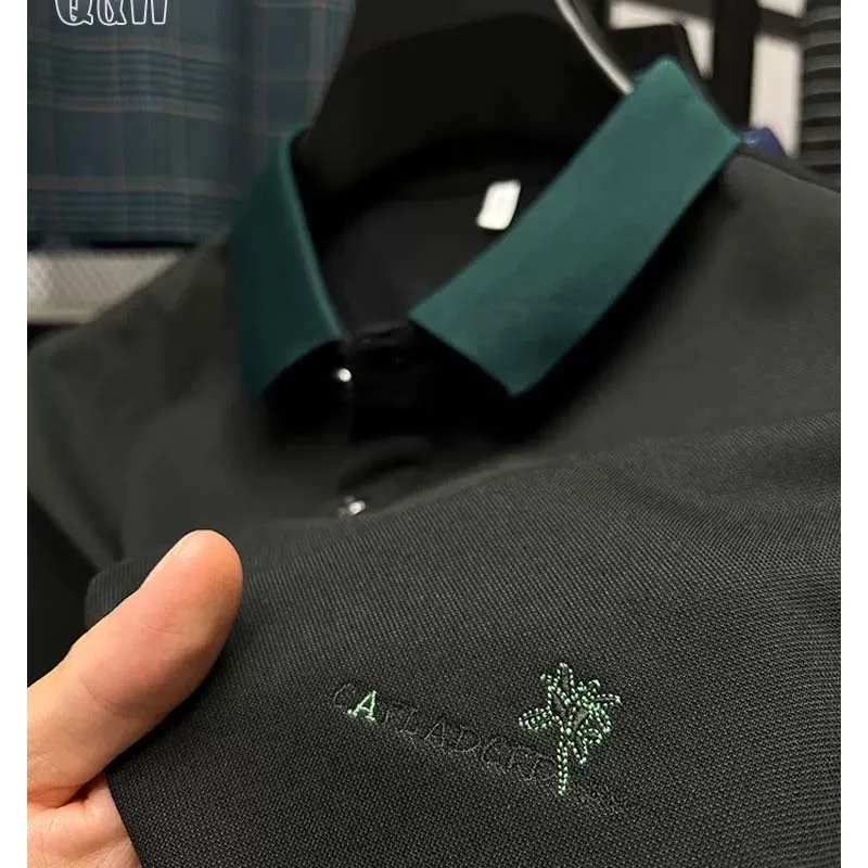 

DYXUE High-end Summer Cotton Lapel Men's Embroidery Korean Fashion Cool Business Polo Shirt Casual Brand Short-sleeved M-3XL
