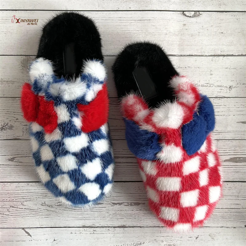 

2022 Woman Shoes Clogs Slippers Women Lxury100% Real Mink Fur Slippers For Women Flats Shoes fur Slippers Ladies Free Shippig