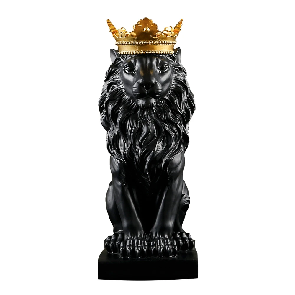 

Абстрактная Корона, статуя льва для дома, офиса, бара, Мужская религиозная скульптура льва из смолы, ремесла, животные, искусство, Декор, украшения-черный