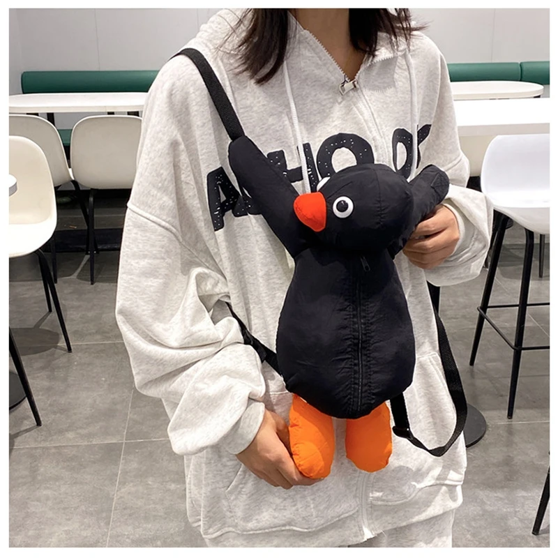 Cute Penguin Plush Backpack For Girls Khaki Penguin Plush Shoulder Bag Birthday Best Gift For Girls Soft Small Bag