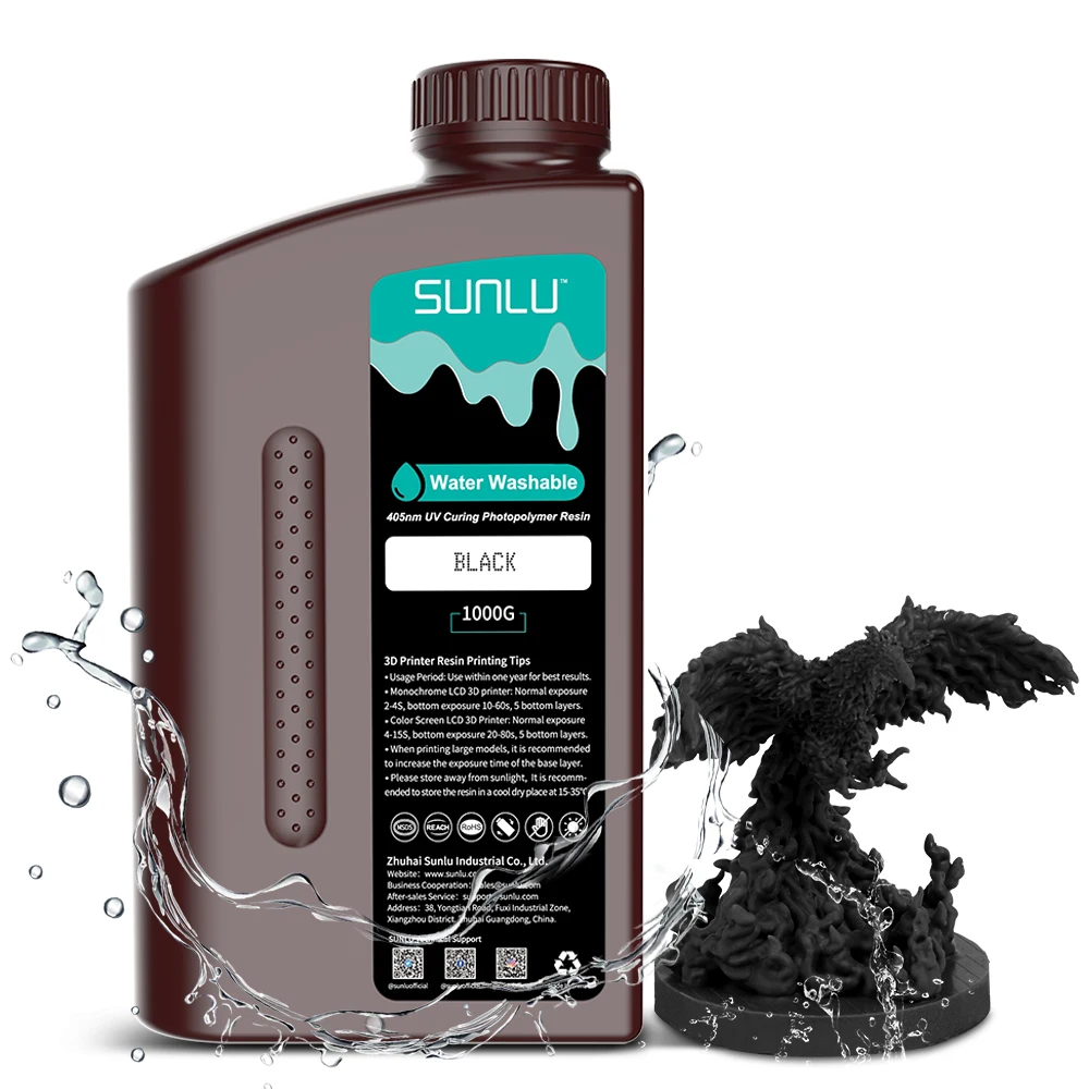 

SUNLU моющаяся в воде/как ABS/стандартная/подобная ПА УФ смола 1 кг жидкость с низким запахом быстроотверждаемая для ЖК 3D-принтера Фотополимерная смола