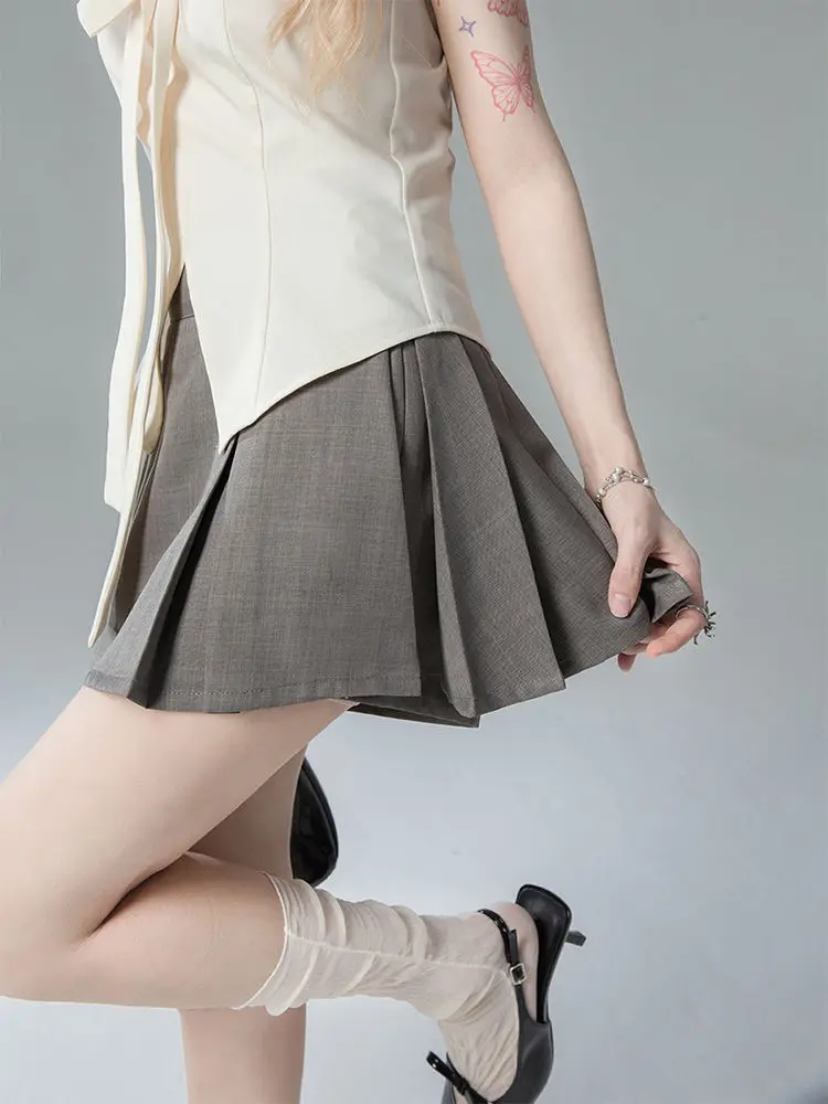 Корейская юбка без рукавов комплект из двух предметов модная блузка с