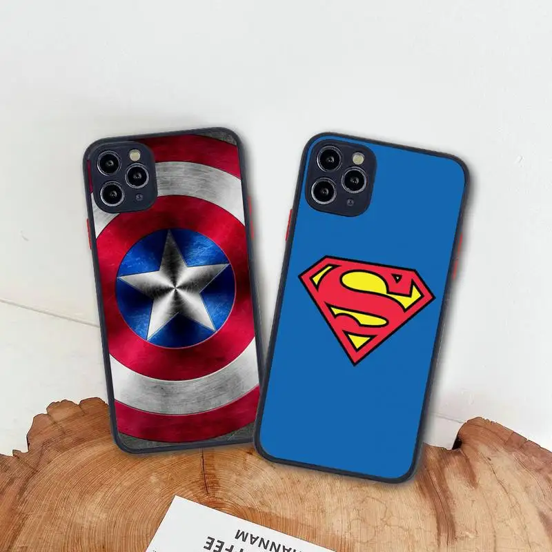 

Marvel SuperHero Logo Phone Case For iphone 13 12 11 Pro Max Mini XS 8 7 Plus X SE 2020 XR Matte Transparent Cover