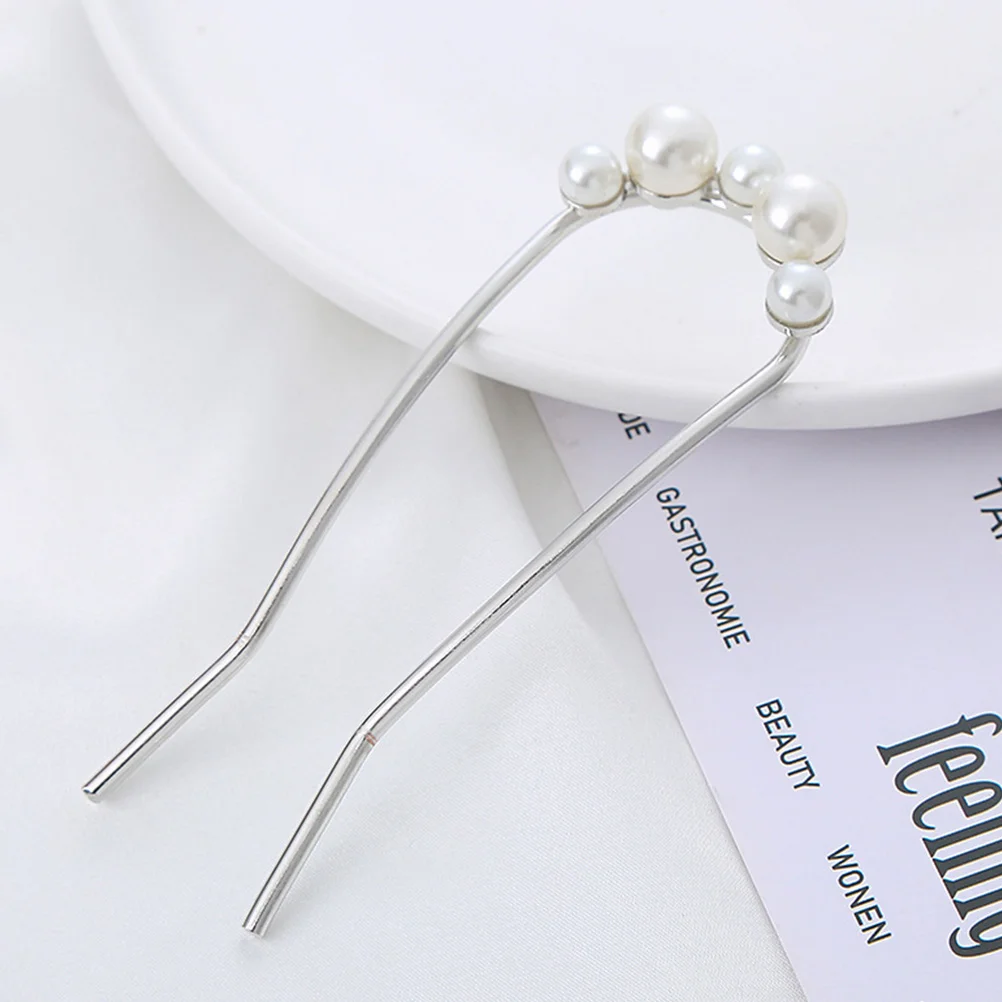 

4 Pcs Pearl Hair Clip Hairpin Thick Decorative Sticks Accessories 11.5X4CM Bun Alloy Chinese Buns Miss