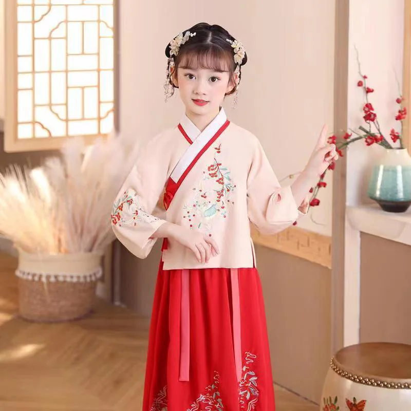 Новое китайское ретро платье Hanfu для девочек