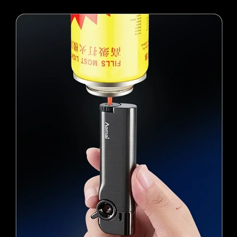 Фото Новая портативная газовая зажигалка AOMAI Rocker Arm Ignition Torch, металлическая, ветрозащитная, заправляемая, для сигар и сигарет, Smoki №4