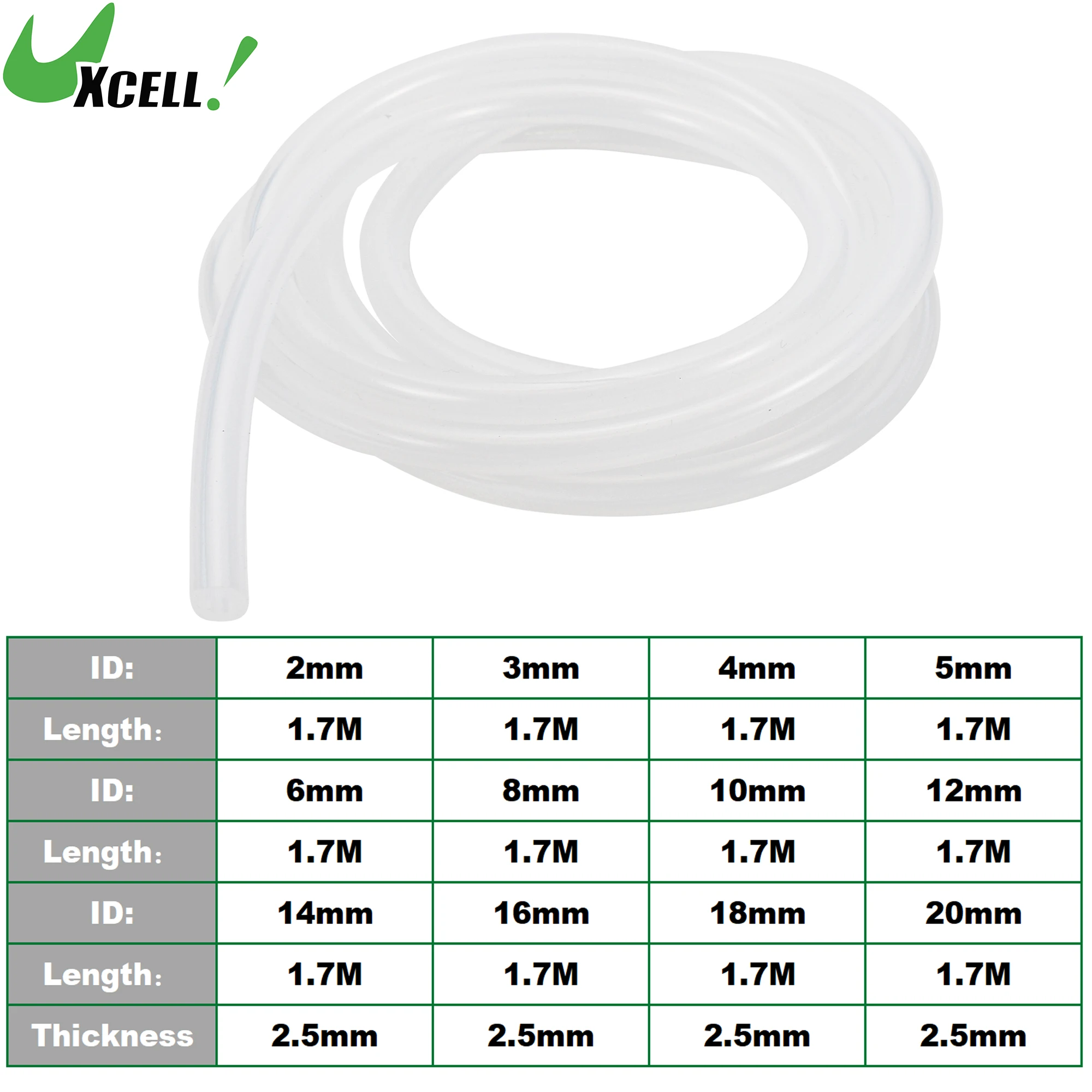 UXCELL 1 7 м длинный силиконовый шланг для вакуумного шланга 2/3/4/5/6/8/10/12/14/16/18/20 мм ID