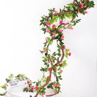 250CM Artificial Tree Branches Bonsai Big Tree Pot Rattan Fake Plants Vines For Wedding Background Home Wall Decoration Flowers