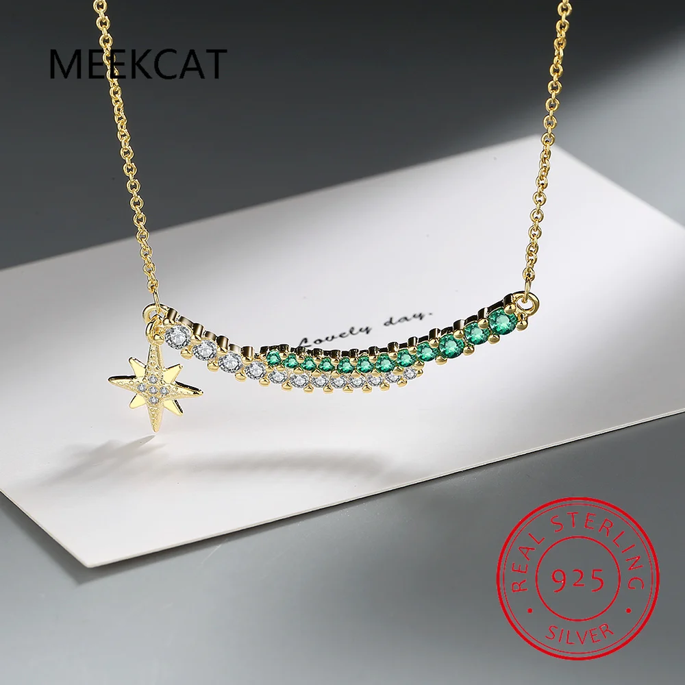 Женское Ожерелье с кулоном из серебра 925 пробы муассанитом