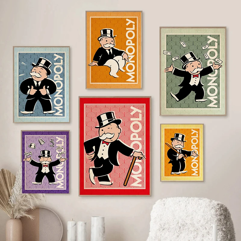 

Alec Monopoly Cartoon Pop Art Canvas Pictures Home Decor Prints Wall Artwork Modular Poster Paintings Dollar Living Room